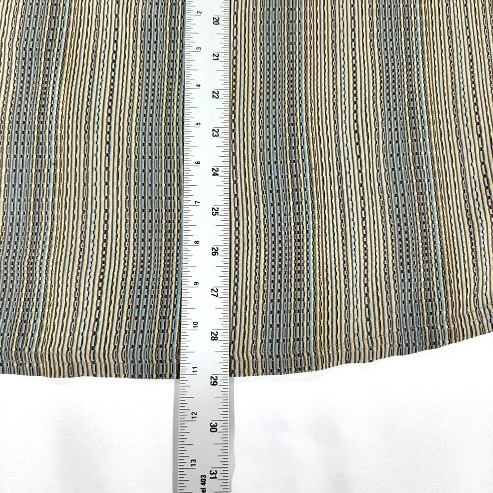 Jhane Barnes Men XL Jacquard Art Deco Textured Shirt Tan Blue Vertical Stripe - Picture 7 of 12